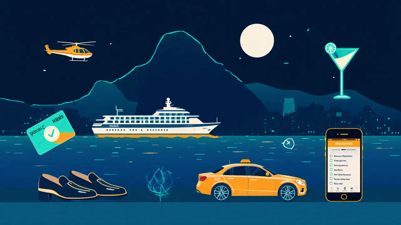 Flat‑design illustration of a night‑owl checklist with Monaco skyline icons.