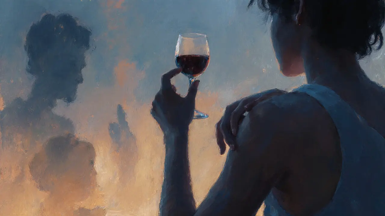 Abstract hands offering comfort in a warm twilight haze, symbolizing quiet emotional connection.